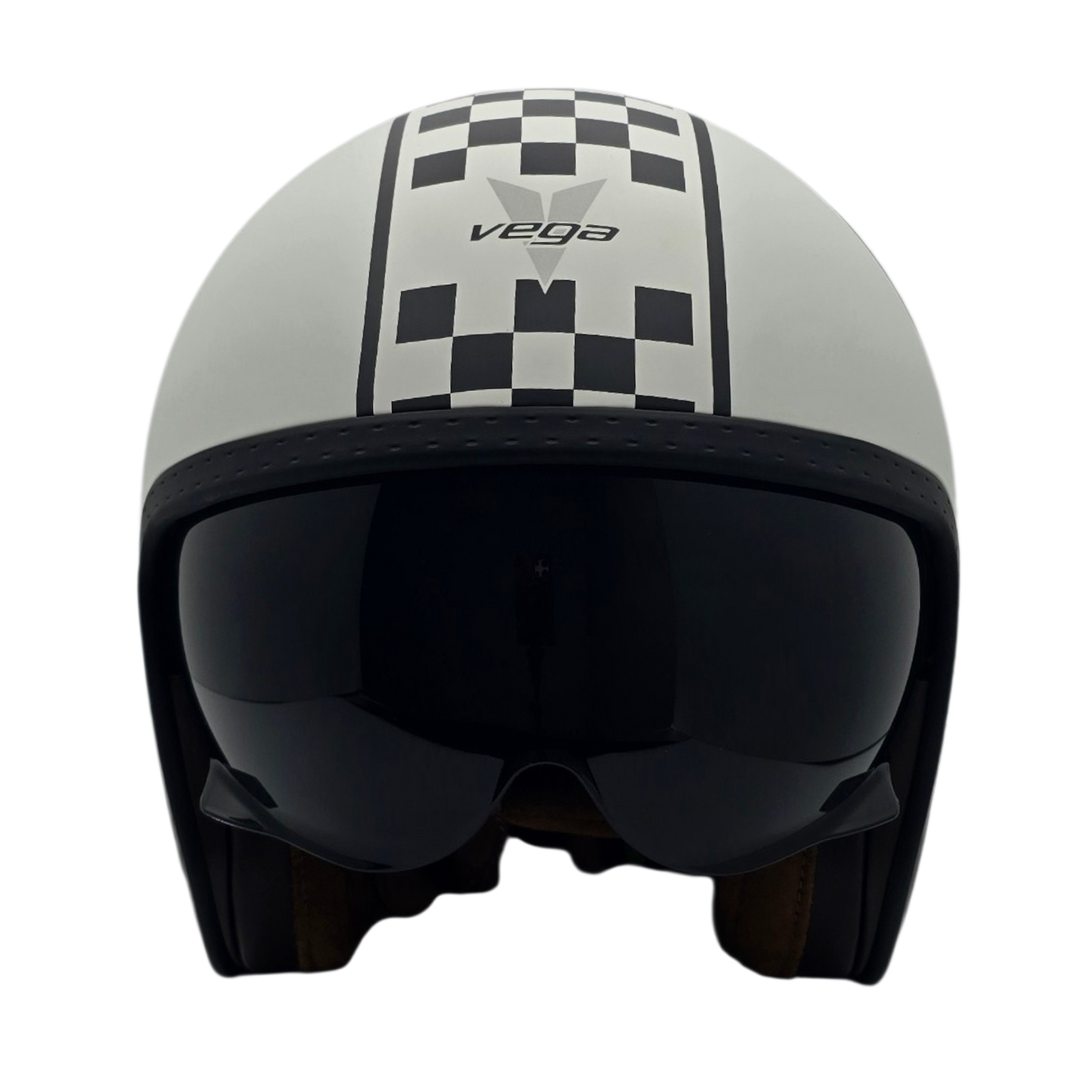 Helmet V8 Checker White Black
