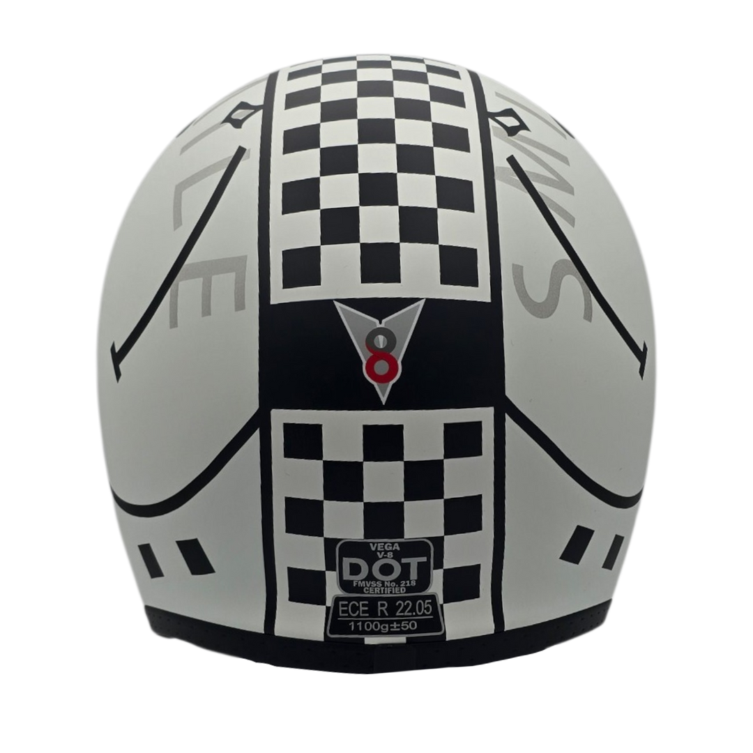 Helmet V8 Checker White Black