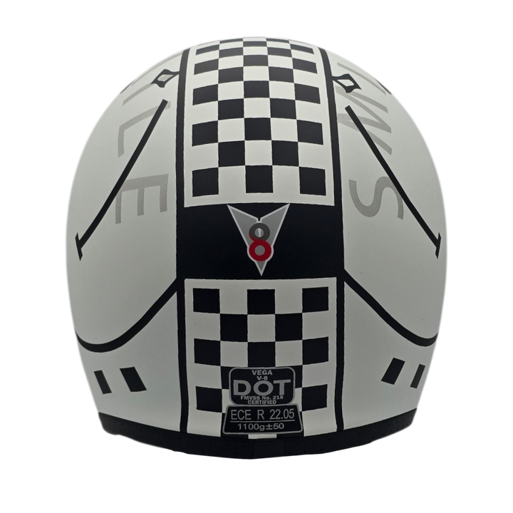Helmet V8 Checker White Black