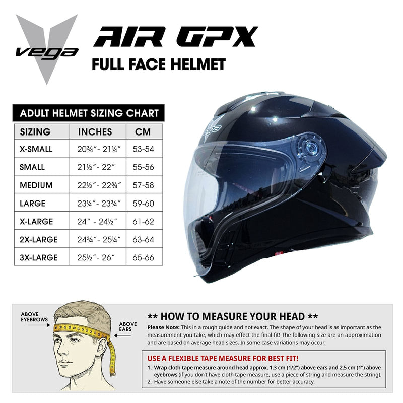 Size Chart Helmet AIR GPX Ripper Grph