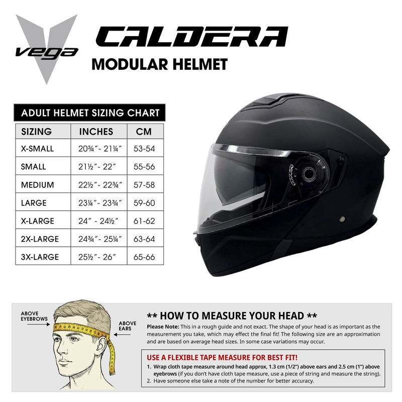 Size Chart Helmet CALDERA II Matte Black