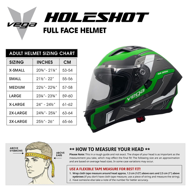 Size Chart Helmet HOLESHOT Candy Red