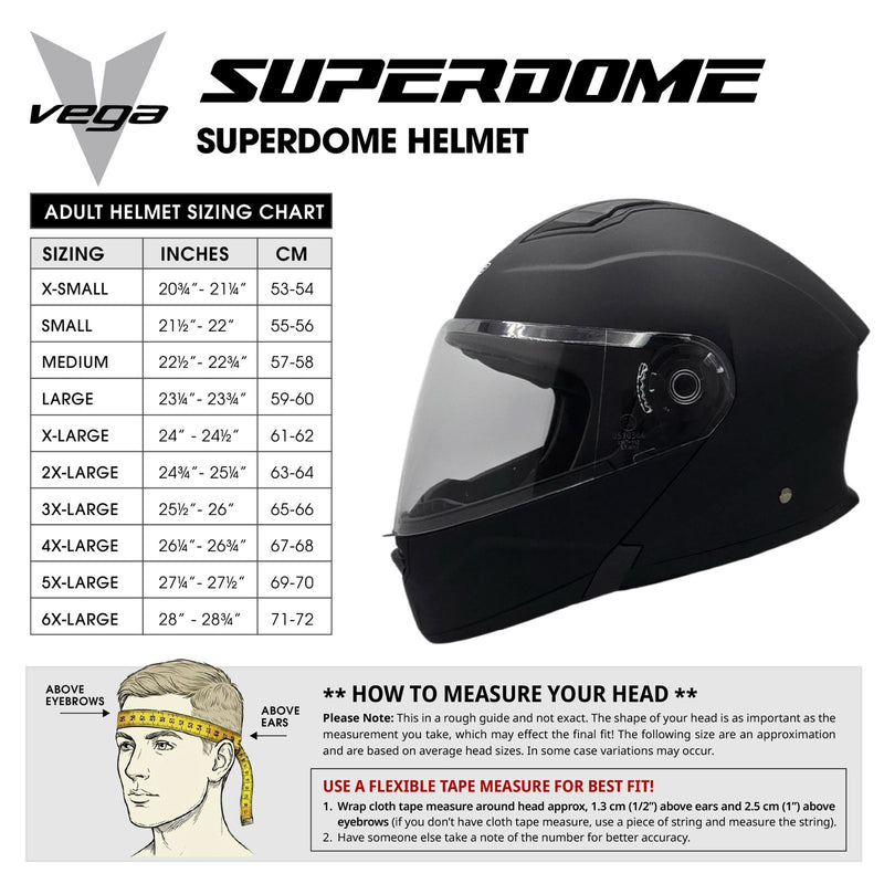 Size Chart Helmet CALDERA SUPERDOME Gloss Black