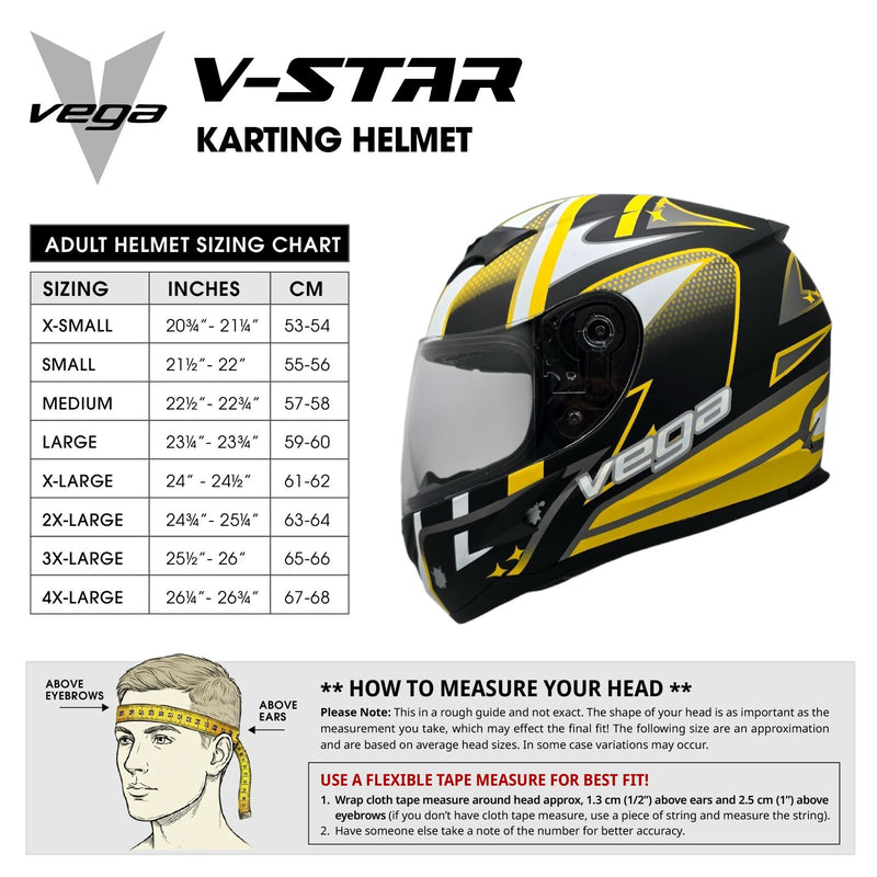 Size Chart Helmet V-STAR KARTING Evolution Green