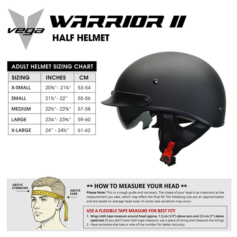 Size Chart Helmet WARRIOR II Gloss Black