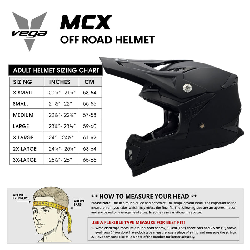 Size Chart Helmet MCX Stinger Green